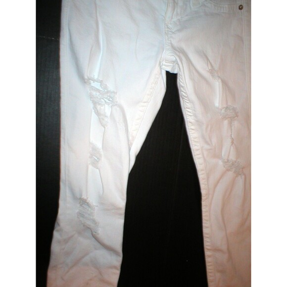 NWT New Womens True Religion Destroyed Jeans Skinny White Mid Designer Patch 28 - Picture 2 of 9